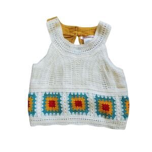 Love Squared Girls Boho Granny Crochet Halter Knit Top, Girls Size 8